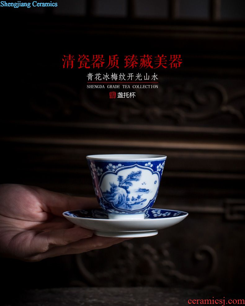 St large ceramic three tureen colored enamel cups edging peach grain tureen kung fu tea bowls cups of jingdezhen tea service