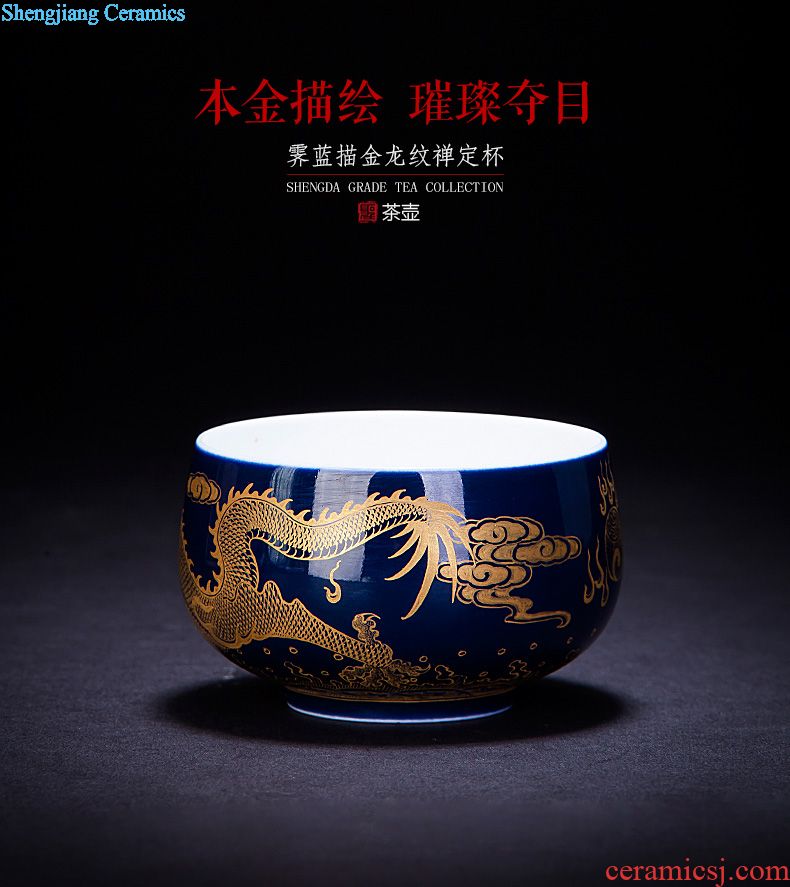 Sample tea cup individual cup of jingdezhen ceramic hand-painted pastel peach heart cup all hand master kung fu tea cup