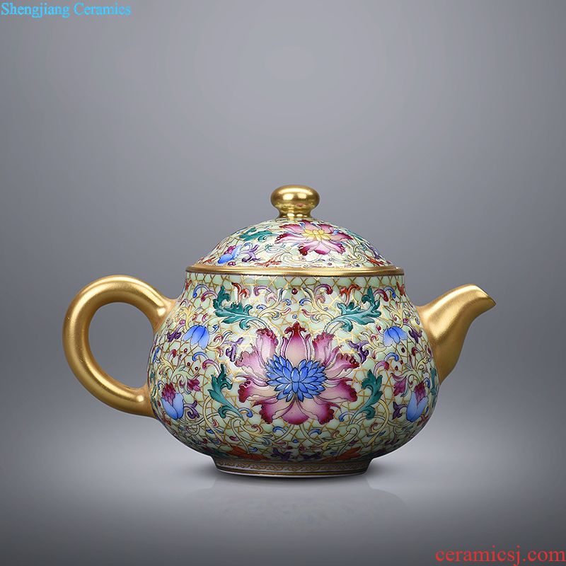 JingJun Tureen ceramic cups large longfeng bowl full manual hand-sketching kung fu tea bowl of jingdezhen blue and white