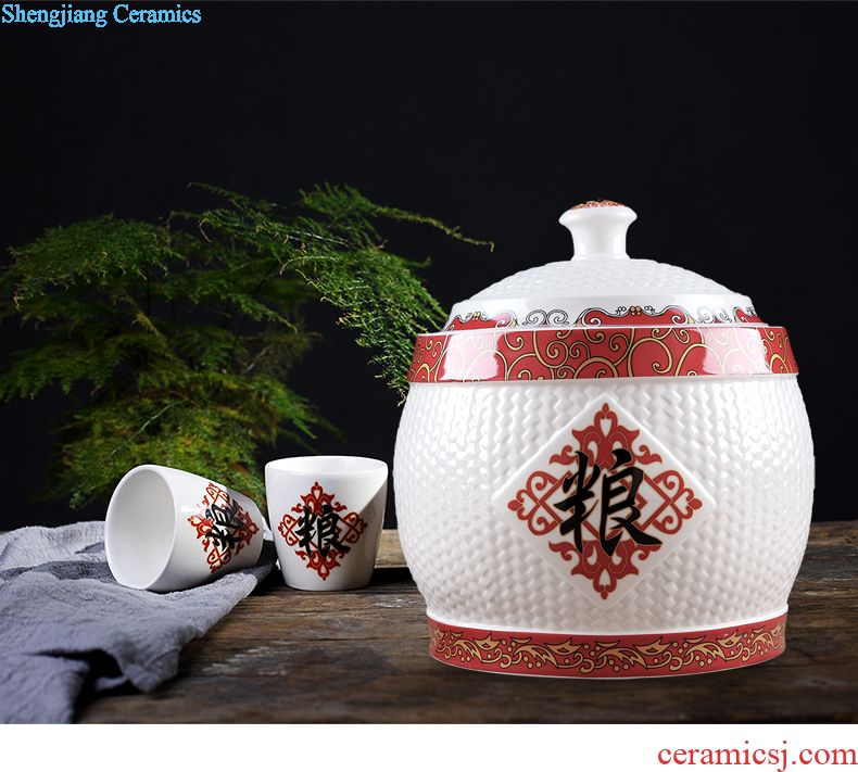 Jingdezhen ceramic jar 20/50/100 jins cylinder tank altar wine bubble wine barrel with tap