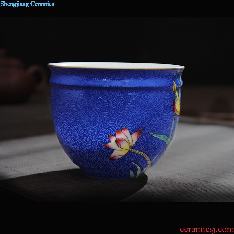 The new chenghua bucket color antique tea chicken cylinder cup Jingdezhen hand-painted ceramic big pu 'er tea cups