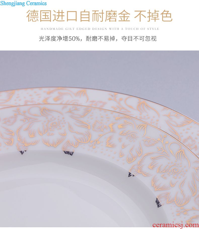 Jingdezhen tableware european-style bone bowls plates suit Chinese rural tableware bowl suit household of Chinese style and pure and fresh