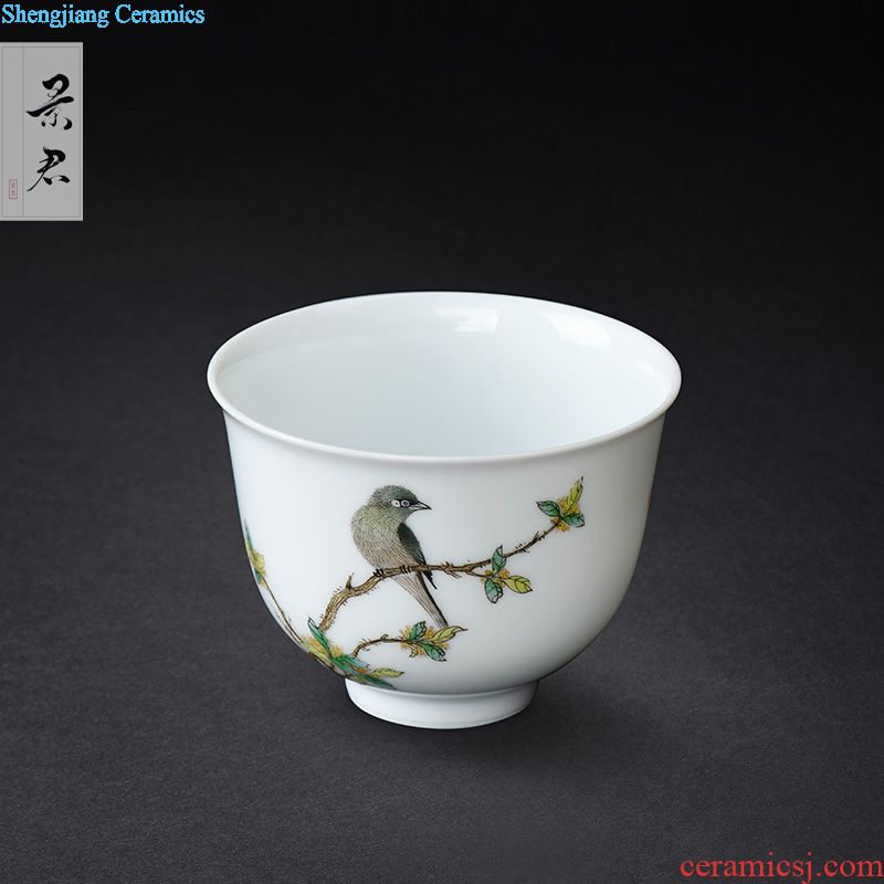 JingJun Jingdezhen ceramics Hand painted colored enamel all hand sample tea cup Kung fu master tea cups