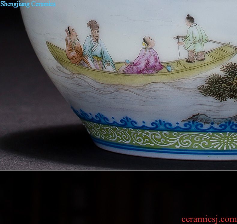 Holy big kung fu tea masters cup hand-painted zijin glaze jingdezhen blue and white lotus sample tea cup tea cup