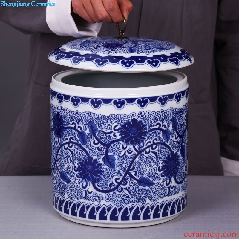 Jingdezhen ceramics pu 'er tea pot tea tea cake box domestic large-sized ceramic tea seal pot