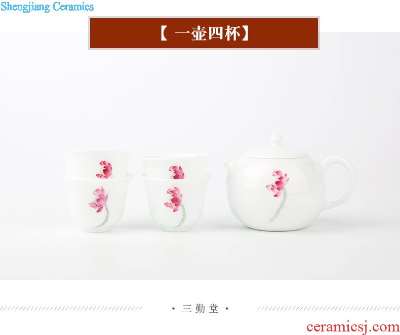 Three frequently hall official kiln jingdezhen kung fu tea cups ceramic sample tea cup colored enamel cup single cup S42150 master