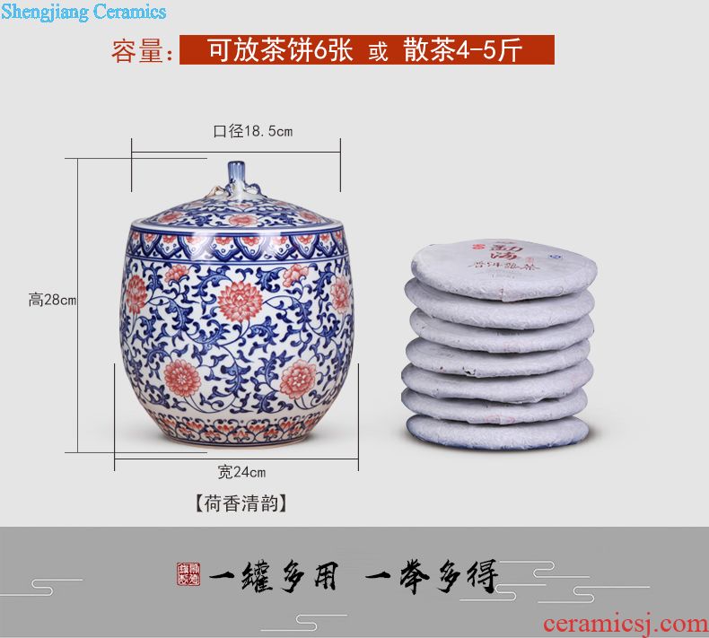 Jingdezhen ceramic POTS of tea pot, box seal storage tank of blue and white porcelain household storage POTS