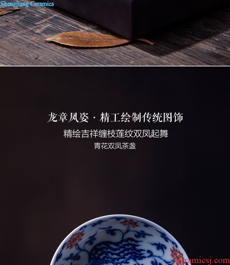 Jingdezhen blue and white sample tea cup hand-painted bei song poetry post oil, aromatic, round abdomen kung fu tea tea set collection level