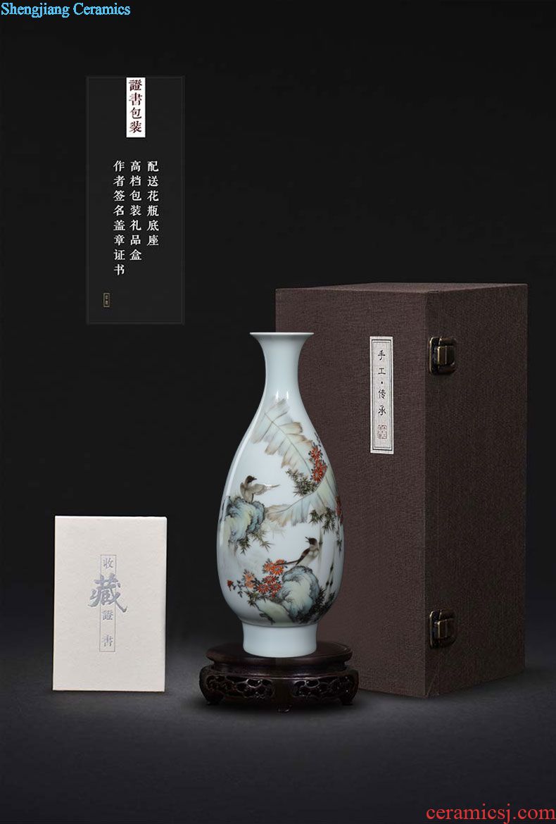 Master of jingdezhen ceramics hand-painted famille rose porcelain plate decoration "lotus pond qing boring" wall hanging a box