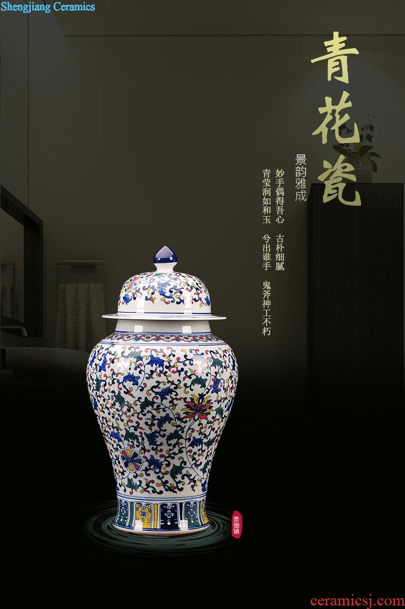 Jingdezhen ceramic Chinese red vase furnishing articles home decoration new Chinese flower arranging bottle porcelain arts and crafts