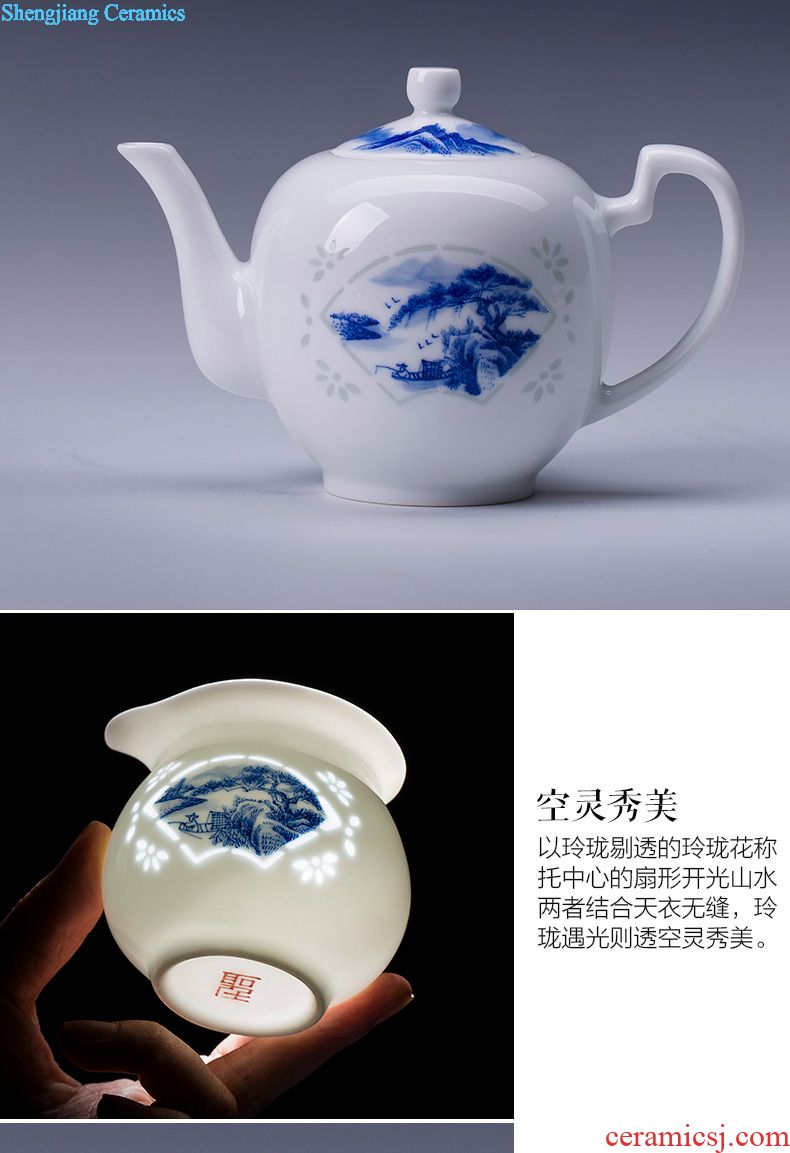 Holy big ceramic kung fu masters cup hand-painted porcelain cups water lotus pattern sample tea cup manual of jingdezhen tea service