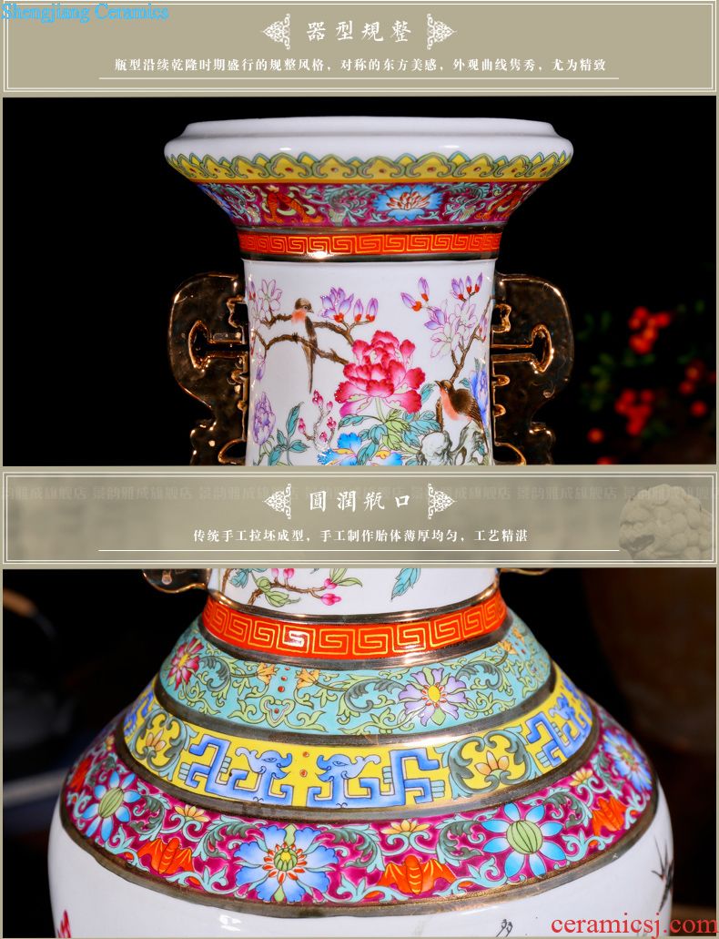 Jingdezhen ceramic household decorative dried flowers flower vase is placed new Chinese style living room porch porcelain arts and crafts