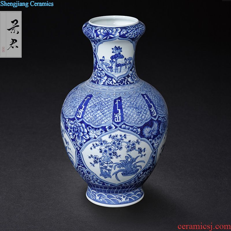 Hand-painted JingJun jingdezhen ceramics crafts are blue and white porcelain vases, flower arrangement sitting room of Chinese style household decorations