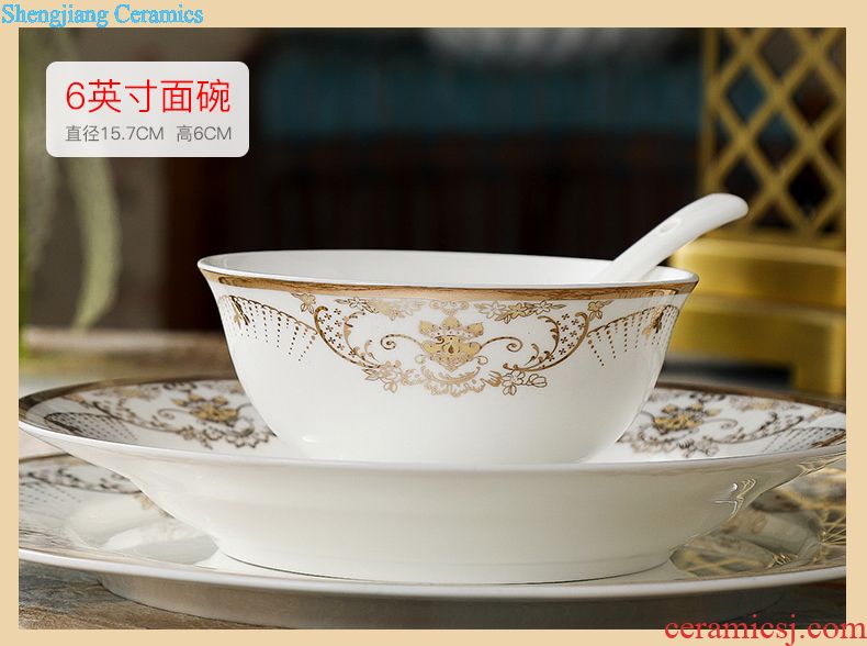 The dishes suit jingdezhen ceramic dishes bone porcelain tableware suit European household iron tableware box sets