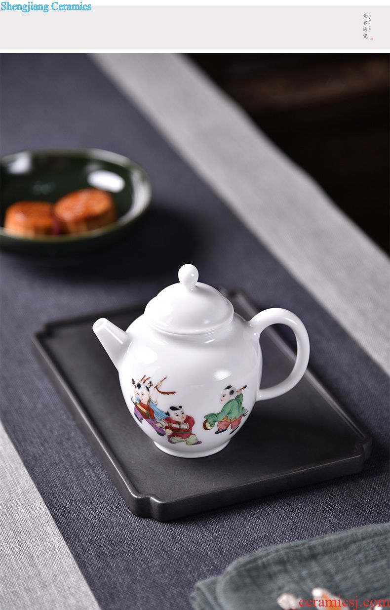 JingJun jingdezhen hand-painted ceramic teapot kung fu tea set single pot of tea set to filter the teapot