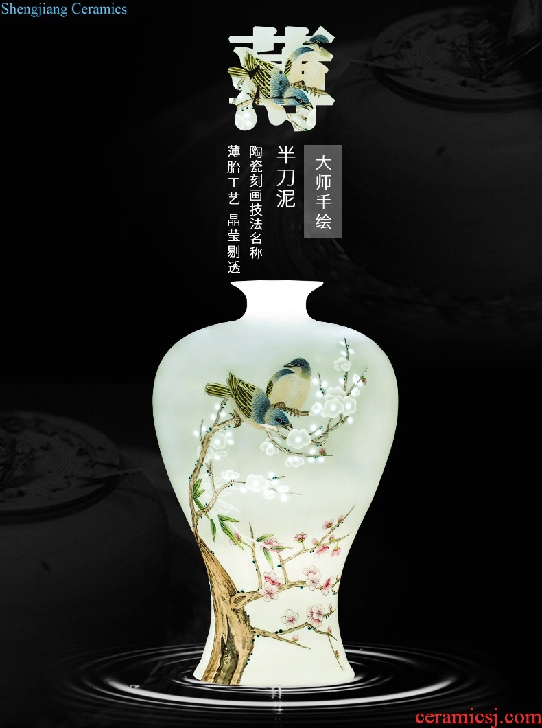 Jingdezhen hand-painted ceramics caddy tea, green tea tieguanyin tea pot seal pot lotus home trumpet