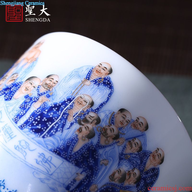 Santa teacups hand-painted ceramic kung fu new color landscape four scene - cup master cup sample tea cup set of jingdezhen tea service