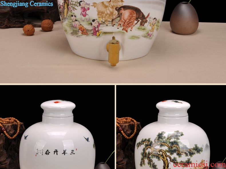 Jingdezhen ceramic jars vintage wine bottle hip bubble wine bottle 20 jins 30 jins 50 kg jar it barrel