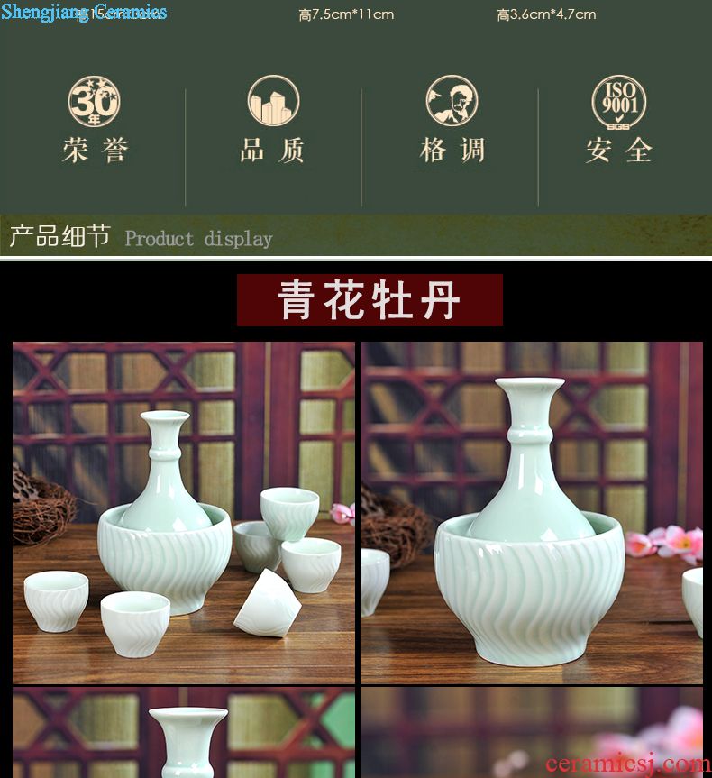 Jingdezhen pastel 10 jins to ceramic bottle ten catties peach blossom drunk wine jar empty wine bottle gourd blank hip flask
