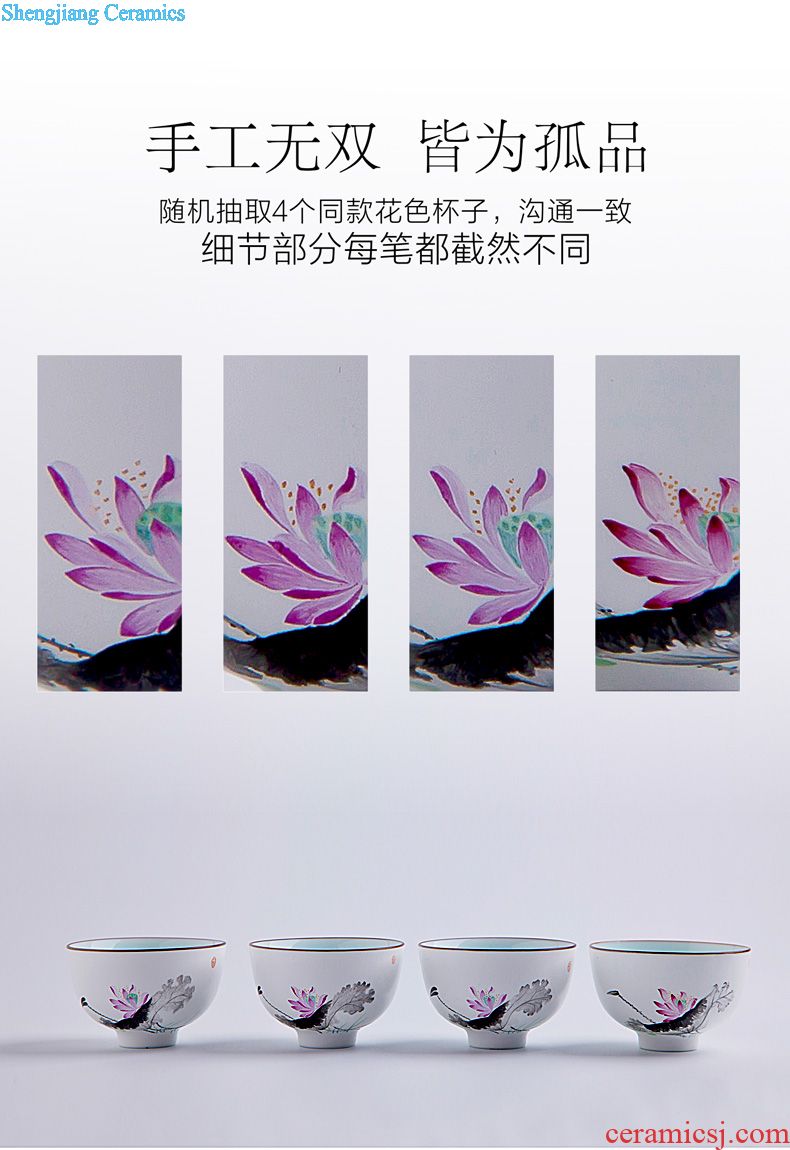 A clearance rule Ceramic kung fu tea colored enamel flower medallion around branches of flowers and birds teapot of jingdezhen tea service