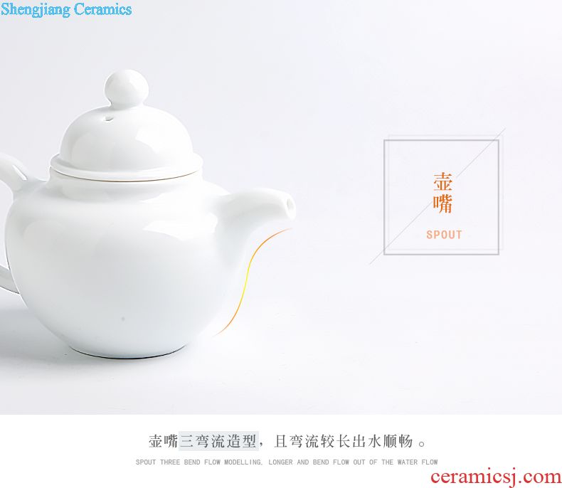 Three frequently kung fu tea set Jingdezhen ceramic fair hand grasp pot BeiYing carved green manual meander tang