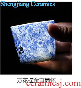 Kung fu tea cup pure hand-painted ceramic masters cup sample tea cup of blue and white porcelain cups jingdezhen kung fu tea set by hand