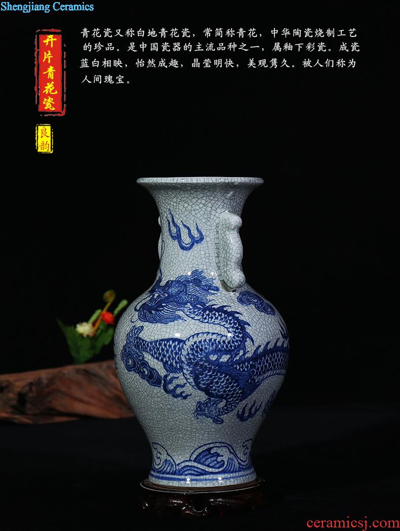 Imitation of jingdezhen ceramics kiln on vase classical modern home sitting room adornment handicraft furnishing articles large