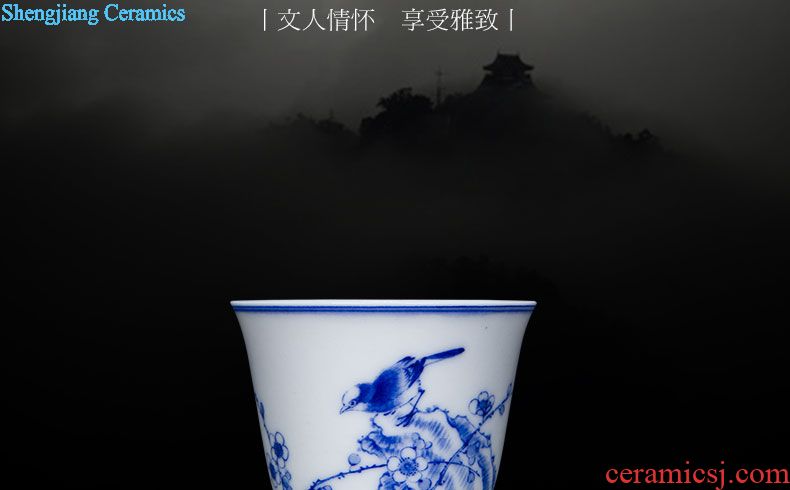 The big three to make tea tureen teacups hand-painted scenery of blue and white porcelain ceramic bowl full manual jingdezhen kung fu tea set