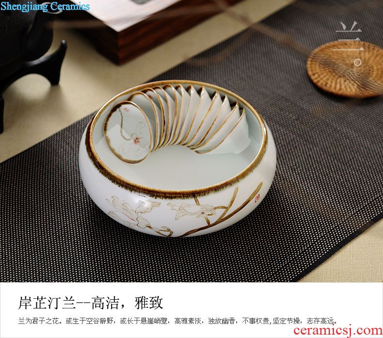Drink to Hand painted blue and white landscape make tea kettle celadon ware household single pot ball hole filter ceramic kung fu tea set