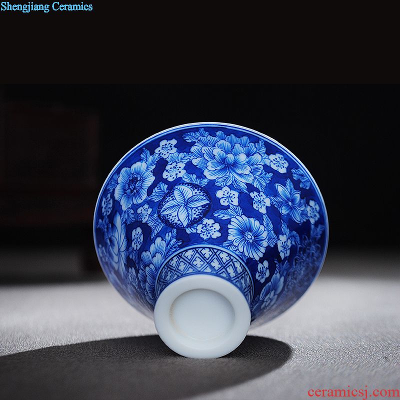 Hand colored enamel porcelain large caddy jingdezhen archaize seal storage tanks kung fu tea black tea accessories