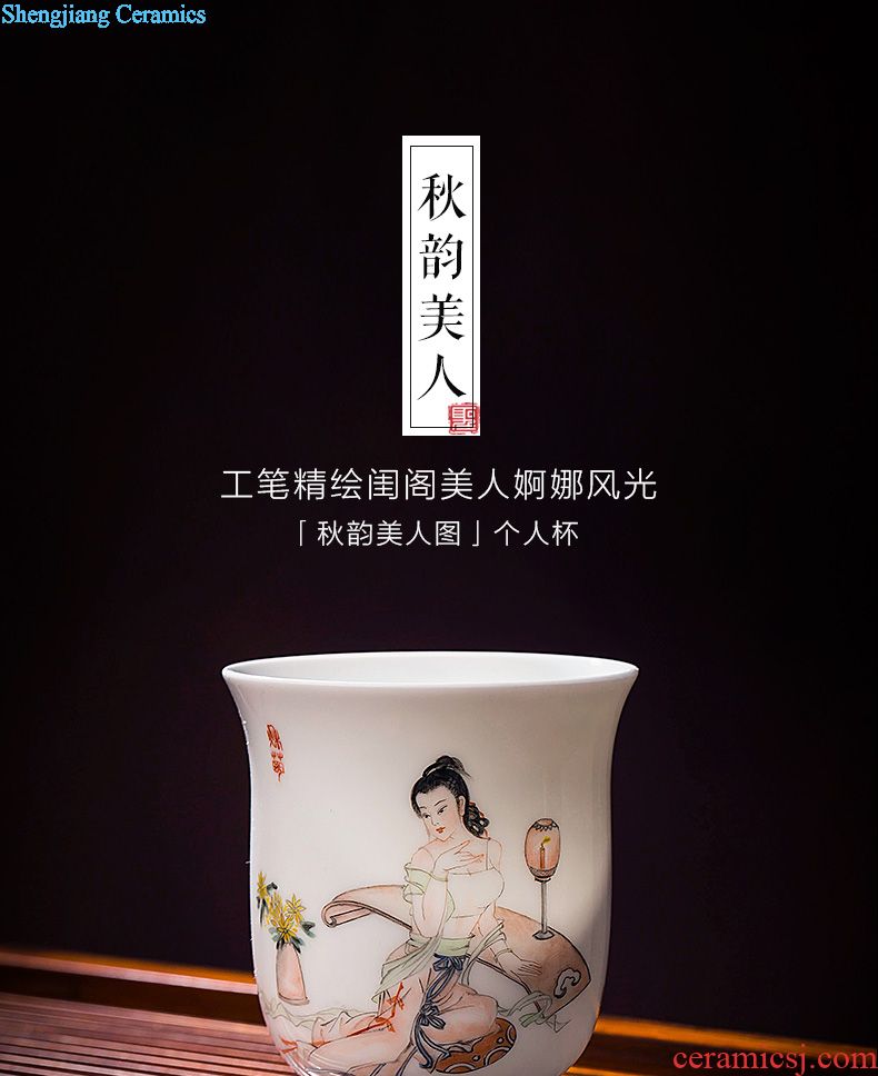 Tureen ceramic cups large three to kung fu tea bowl bowl hand jingdezhen pure hand draw blue and white porcelain tea set