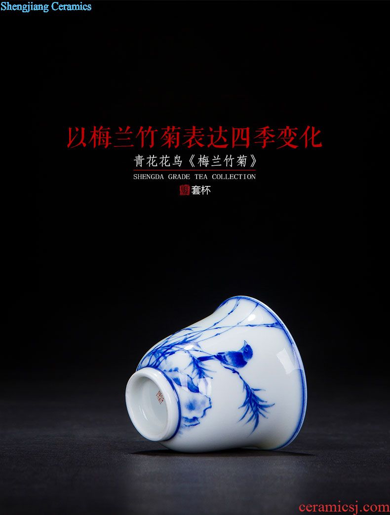 The big three to make tea tureen teacups hand-painted scenery of blue and white porcelain ceramic bowl full manual jingdezhen kung fu tea set