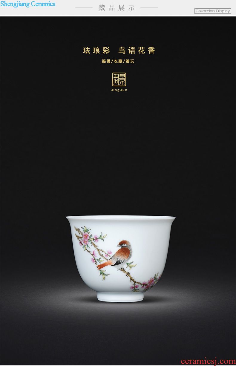 JingJun Jingdezhen hand-painted ceramic teapot kung fu tea set single pot of tea set filter pot colored enamel pot