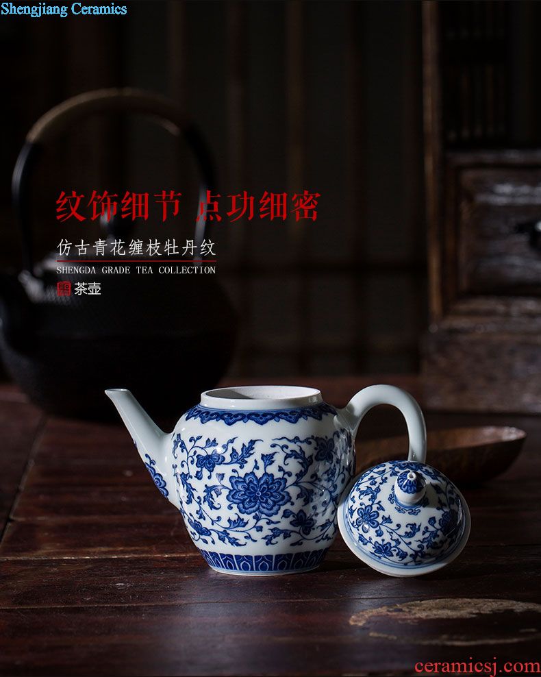 Santa teacups hand-painted ceramic kung fu emperor Huang Jiaqing brew cylinder head outline drive makes poetry cups of jingdezhen tea service