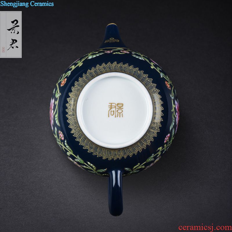 Jingdezhen hand-painted enamel teapot JingJun bound branches like a teapot kung fu tea pot home little teapot