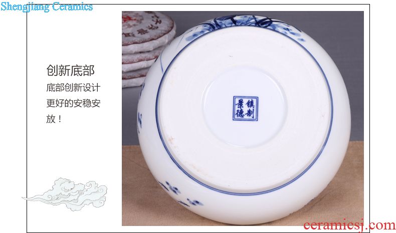 Jingdezhen ceramic moistureproof caddy retro puer tea canister to seal large creative general manual