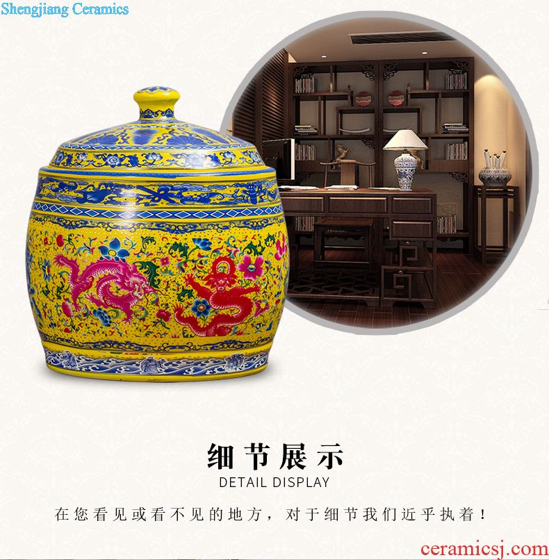 Jingdezhen ceramics with cover barrel ricer box tea oil cylinder jars at the end of the cylinder tank receives 50 kg 100 jins 30 kg