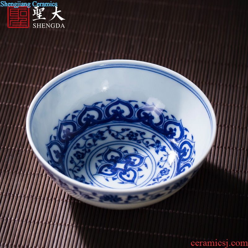 Santa teacups hand-painted ceramic kungfu amethyst glaze blue lion as master sample tea cup jingdezhen tea service