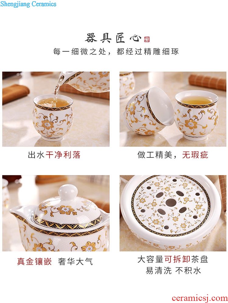 Jingdezhen ceramic tea set suits domestic high-grade circular teapot tea gift box kung fu tea tray of a complete set of cups