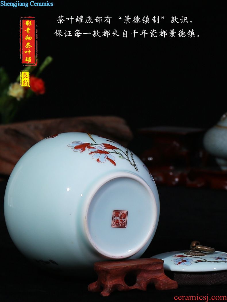 Jingdezhen blue and white ceramics storage tank caddy modern home furnishing articles contracted sitting room adornment handicraft