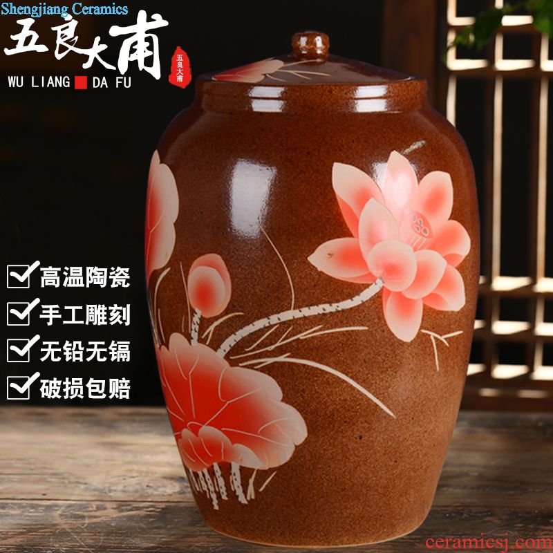 Ricer box barrel jingdezhen ceramic m altar 50 kg flour noodles barrels of kitchen storage cylinder barrel storage tank decoration