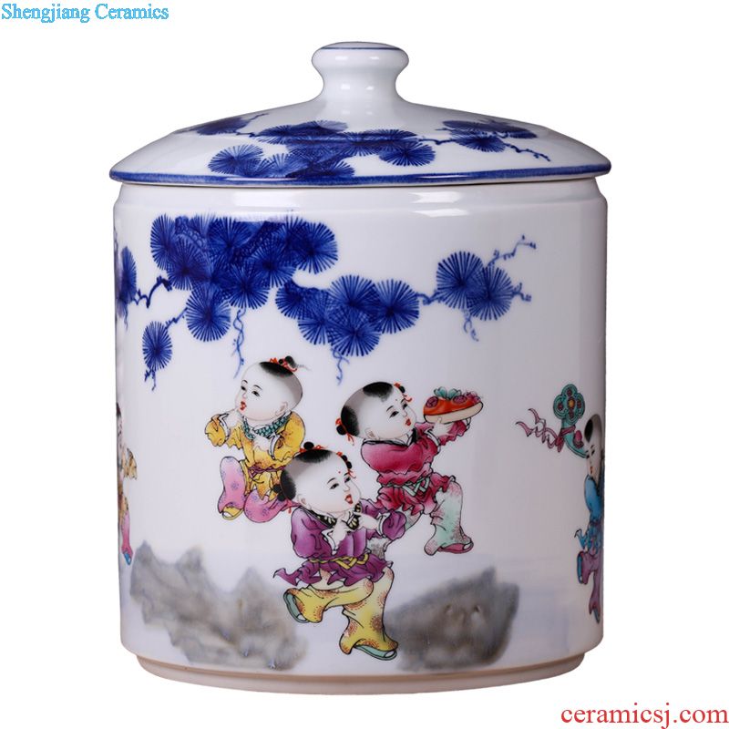 Jingdezhen ceramic tea pot wake receives pu 'er tea cake tin box household seal pot