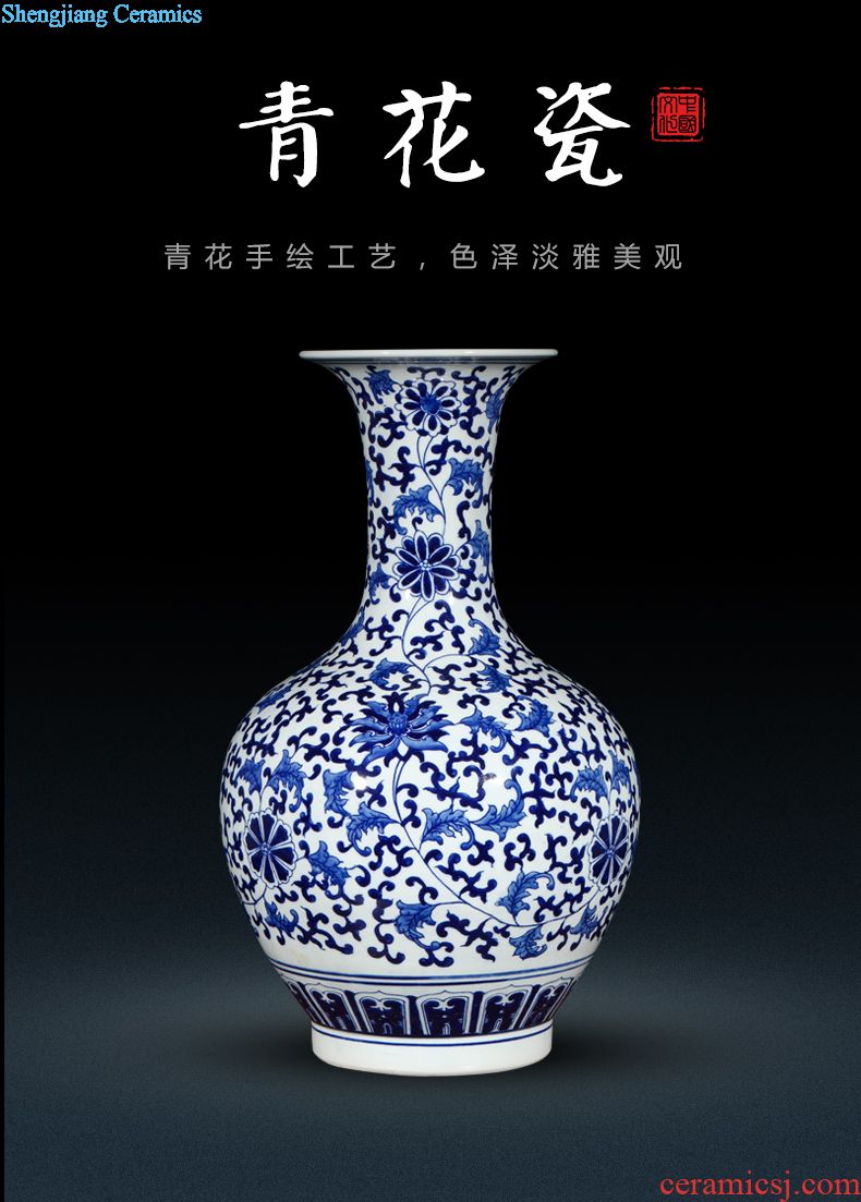 Jingdezhen ceramic landscape vase Chinese porcelain vase floret bottle porch decoration small place desktop sitting room