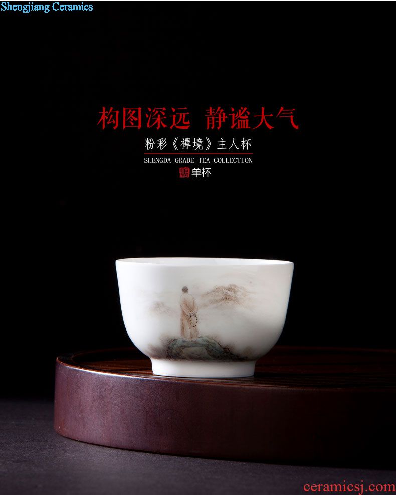 Holy big ceramic glaze porcelain figures at the end of the master kung fu tea cups sample tea cup tea cup all hand of jingdezhen tea service