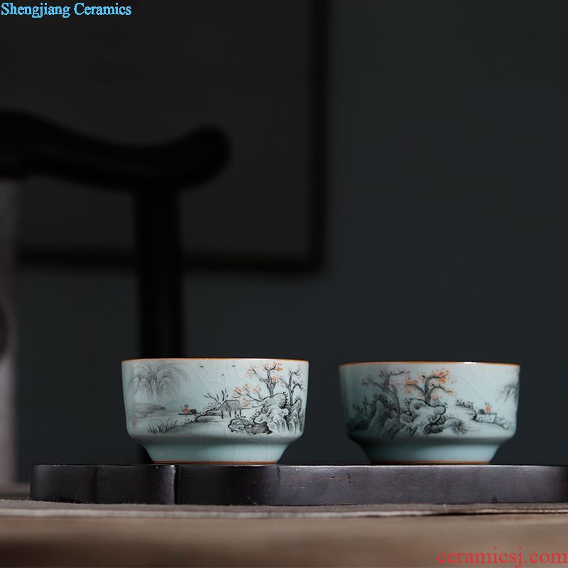 Jingdezhen tea set single glass ceramic cups of tea light colored enamel hand-painted kung fu master cup sample tea cup individual cup