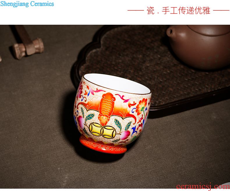 Jingdezhen kung fu tea cup sample tea cup hand-painted blue butterfly flower tea master cup single cup individual small tea cups