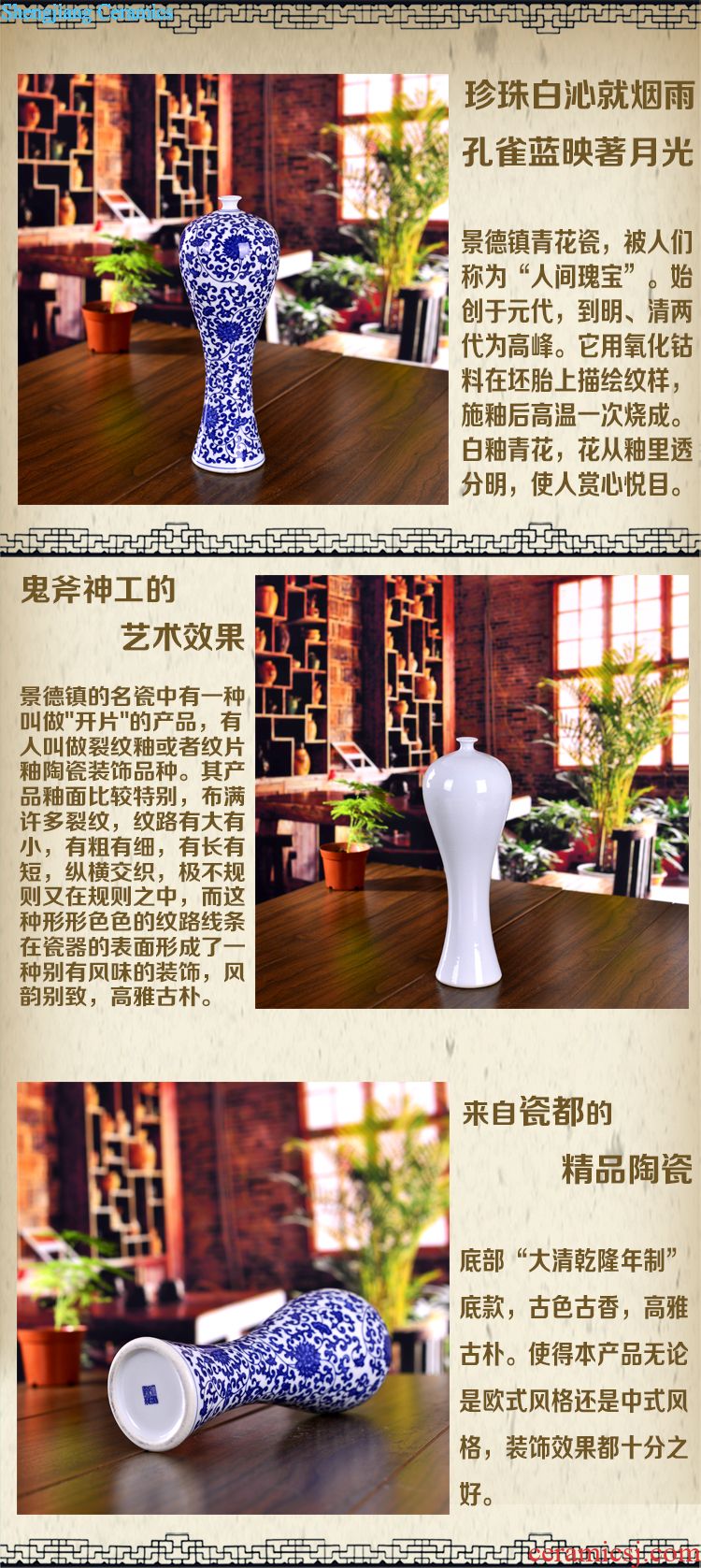 Hand-painted porcelain of jingdezhen ceramics bound branch lotus contemporary household contracted sitting room adornment handicraft furnishing articles vase