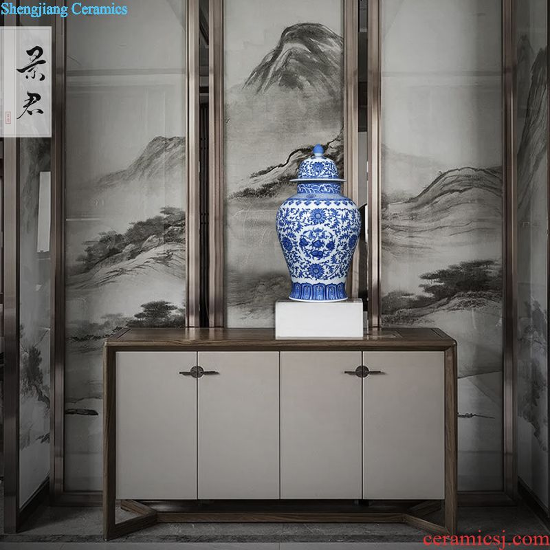 Hand-painted JingJun jingdezhen ceramics crafts are blue and white porcelain vases, flower arrangement sitting room of Chinese style household decorations