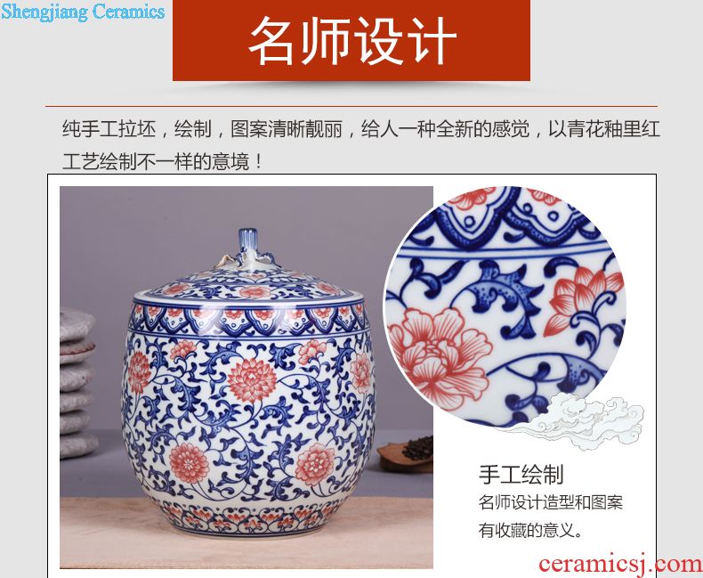 Jingdezhen ceramic POTS of tea pot, box seal storage tank of blue and white porcelain household storage POTS