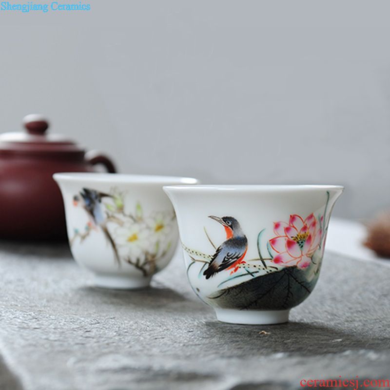 Jingdezhen ceramic painting of flowers and individual cup single cup colored enamel sample tea cup masters cup hand-painted butterfly kung fu tea cups